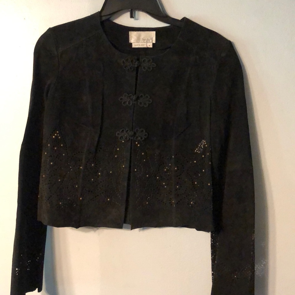 Genuine leather black blazer